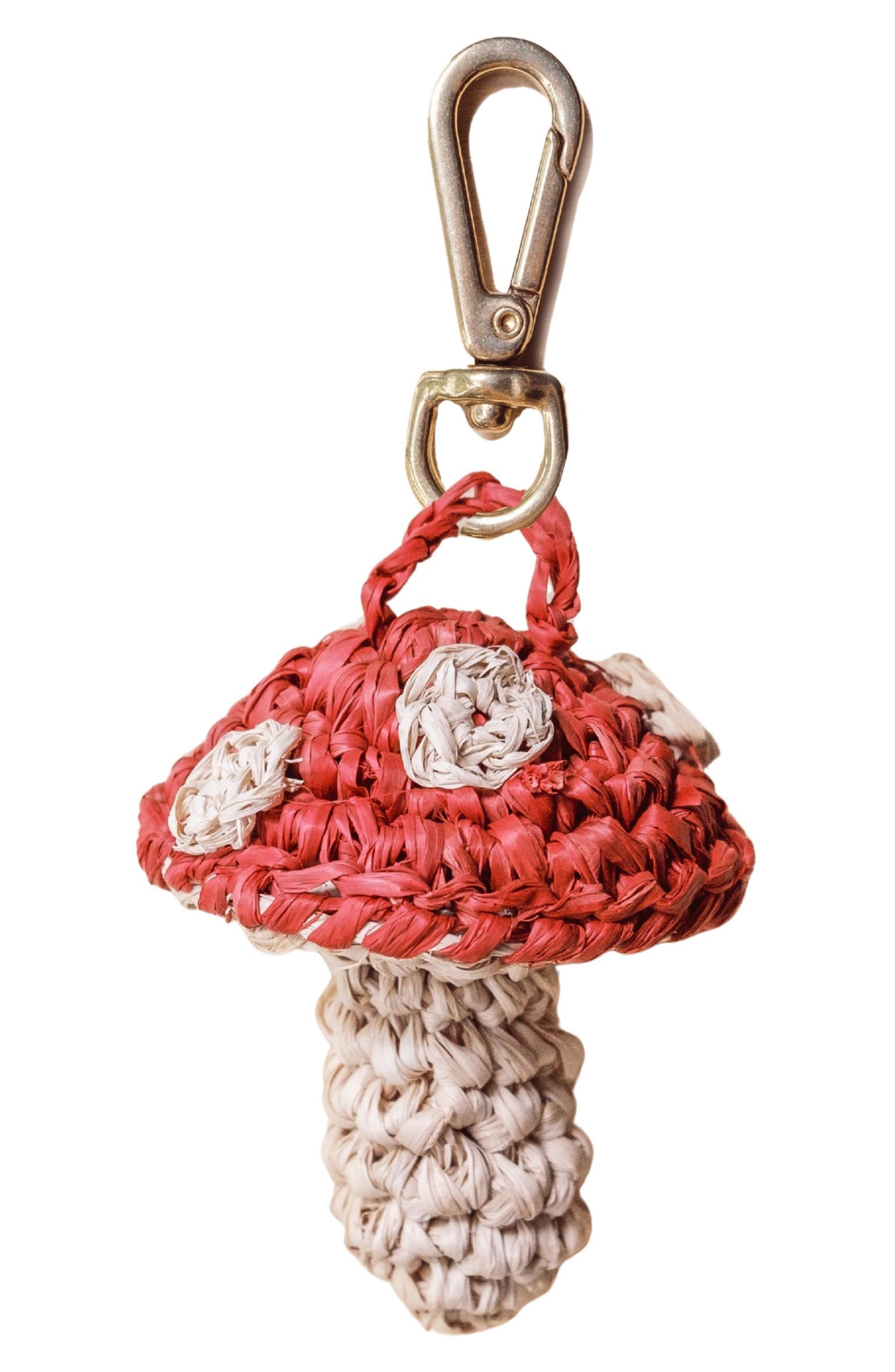 LIKHA Mushroom Raffia Bag Charm, Main, color, Red