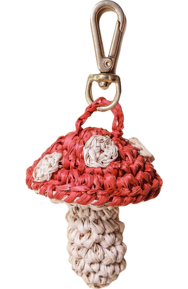 LIKHA Mushroom Raffia Bag Charm, Main, color, Red