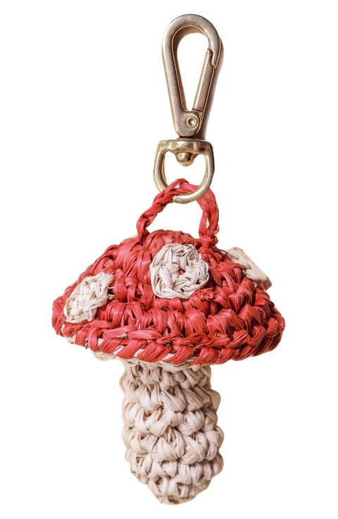 Mushroom Raffia Bag Charm