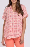 NYDJ Becky Split Neck Woven Top