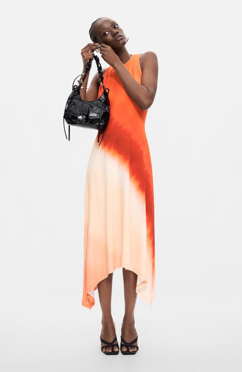 Desigual Gradient Asymmetric Hem Midi Dress, Alternate, color, 