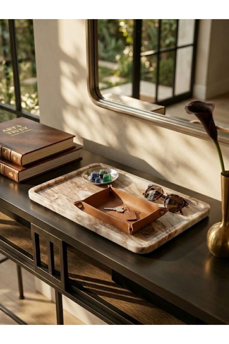 Clover Beige Marble Tray, Alternate, color, Beige