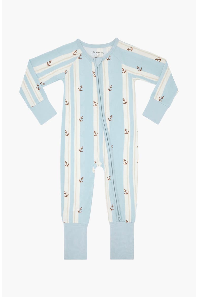 Anchored Stripe Zipper Romper, Main, color, Anchored Stripe