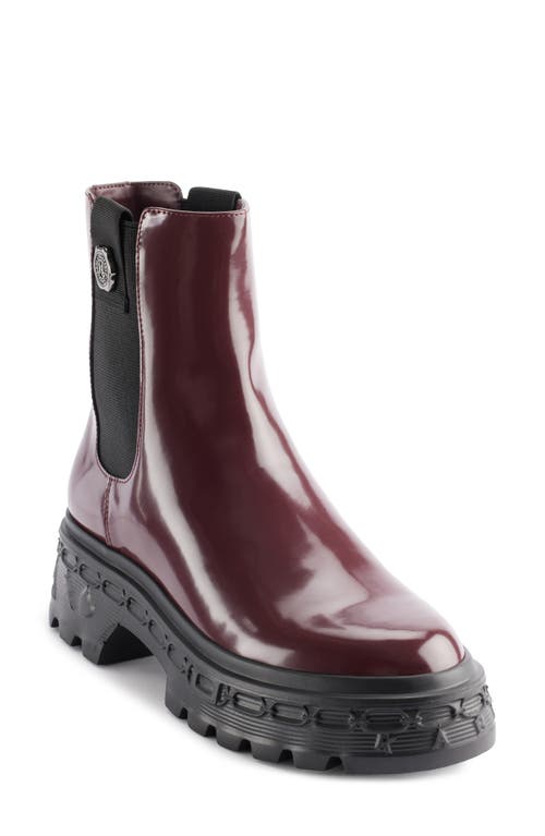 KARL LAGERFELD PARIS Londyn Lug Sole Chelsea Boot in Wine 