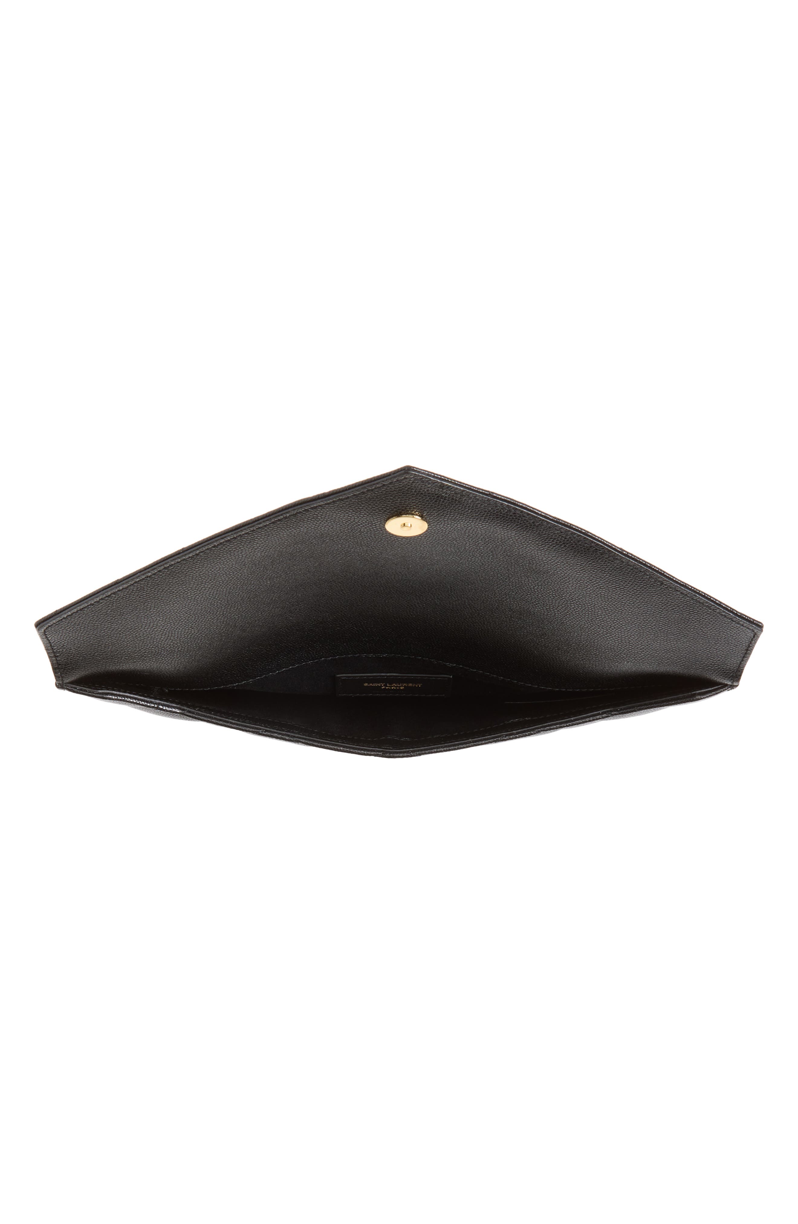 Paris Diamond Quilted Grain de Poudre Leather Envelope Pouch, Alternate, color, NOIR