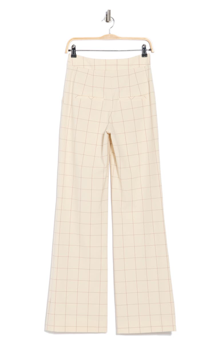 Veronica Beard Tonelli Windowpane High Waist Wide Leg Pants, Alternate, color, Ecru/ Deep Ochre