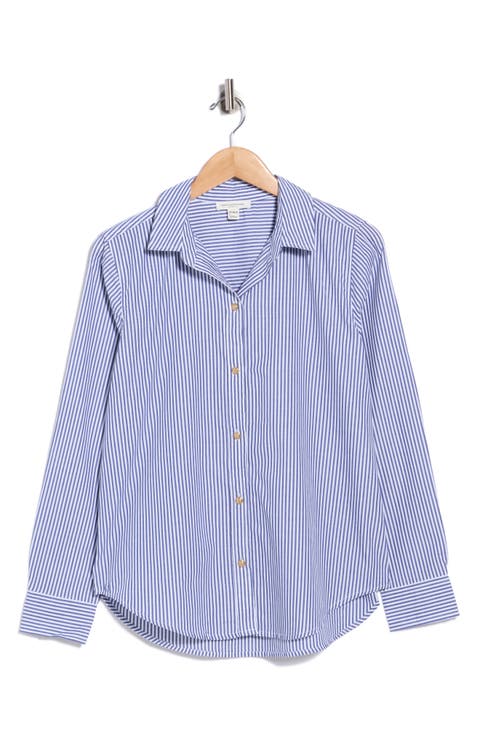 Bentley Stripe Long Sleeve Cotton Button-Up Shirt