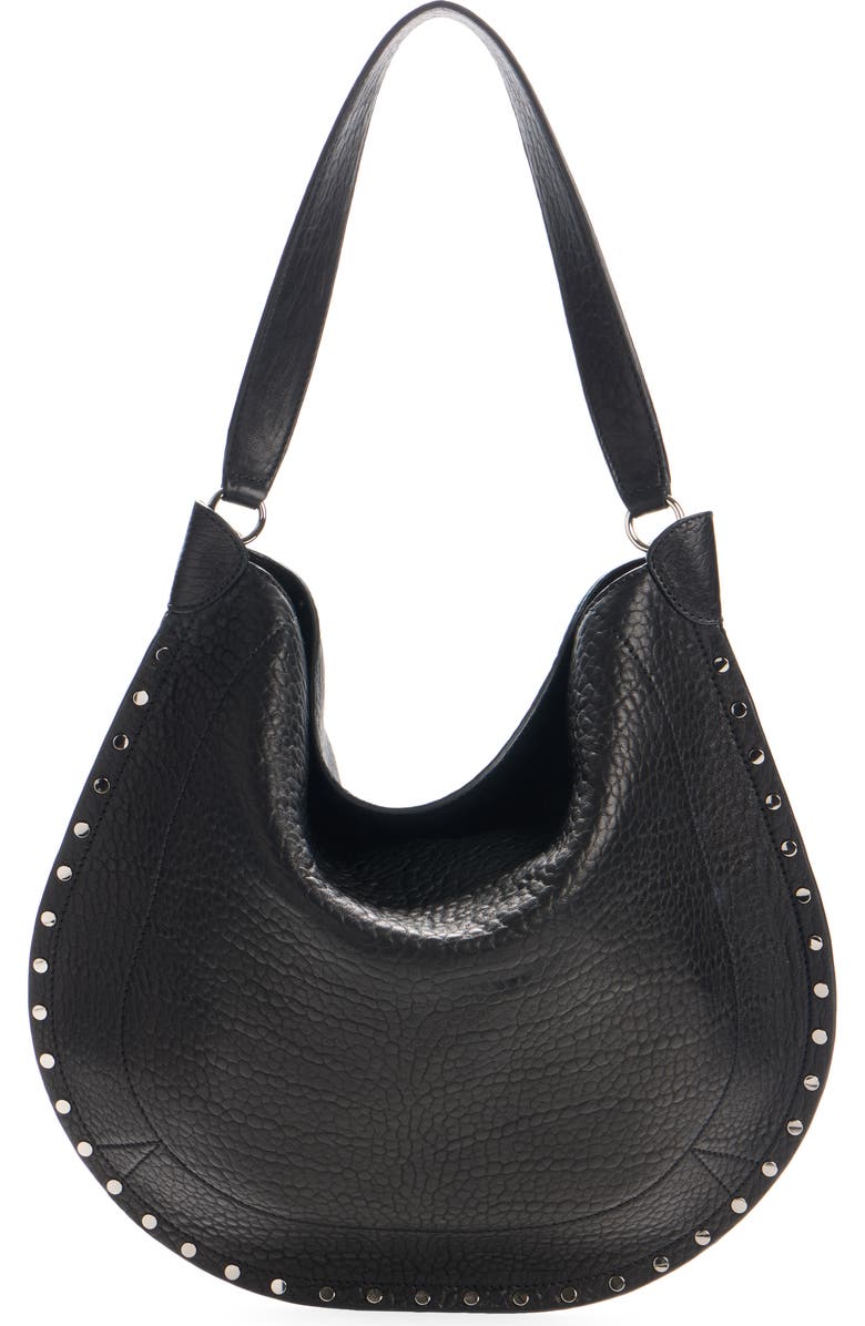 Isabel Marant Oskan Stud Bubble Leather Hobo Bag, Alternate, color, Black/ Silver