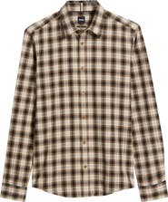 BOSS Roan Slim Fit Plaid Cotton Button-Up Shirt