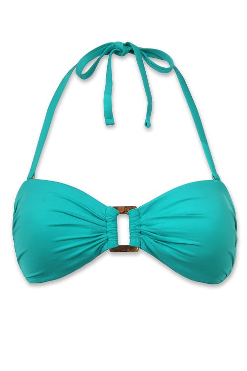 Helen Jon Hook Back Tortoise Bandeau In Textured Seafoam Aqua