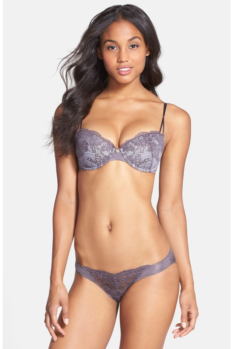 'Blossom Deco' Contour Underwire Bra, Alternate, color, GUNMETAL/ MORNING MIST
