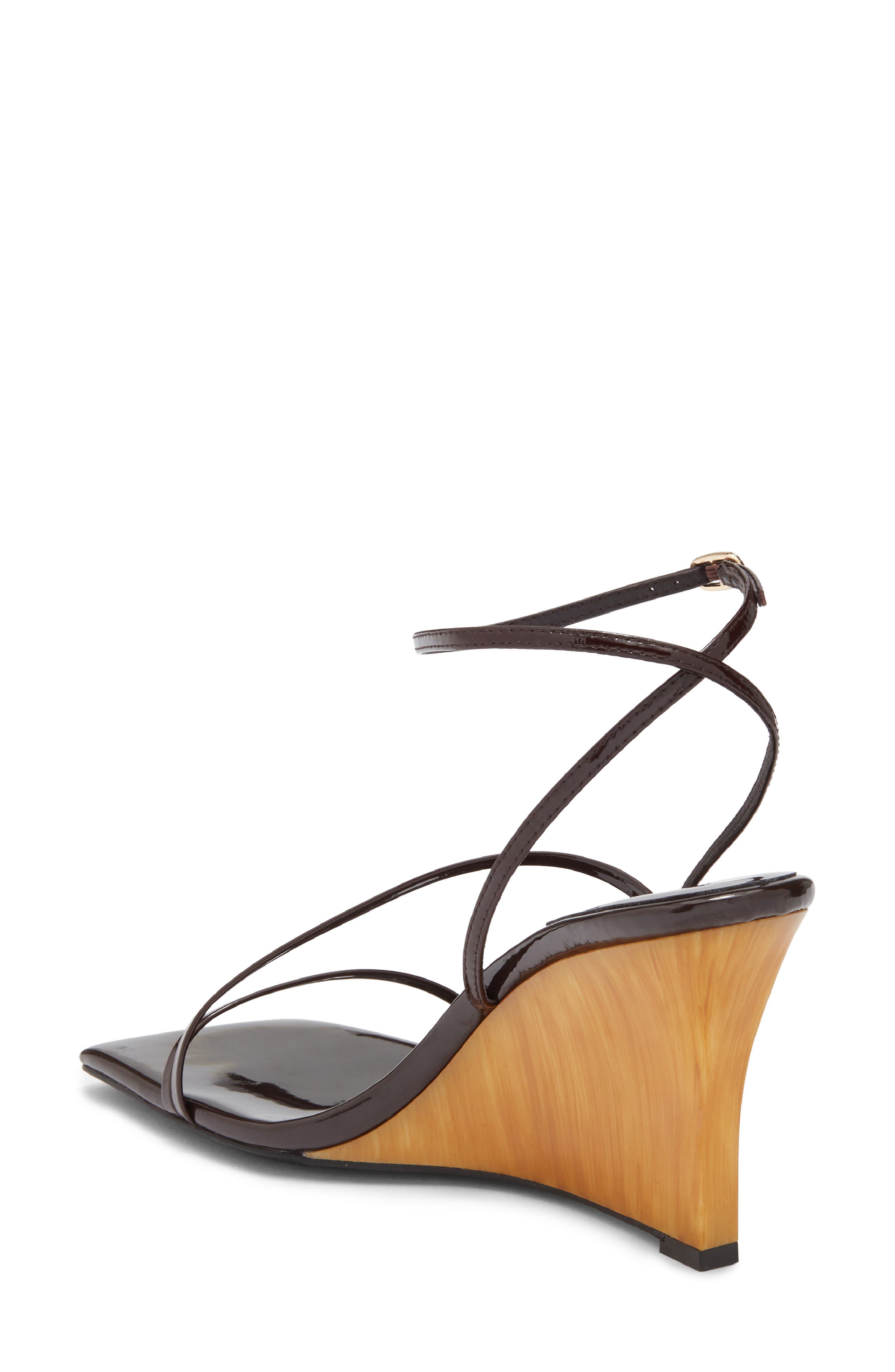 Jeffrey Campbell Topsail Ankle Strap Wedge Sandal, Alternate, color, Coffee Patent