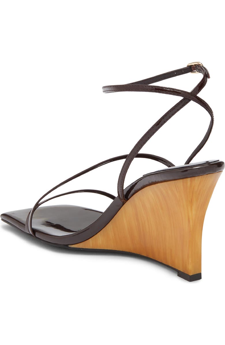 Jeffrey Campbell Topsail Ankle Strap Wedge Sandal, Alternate, color, Coffee Patent