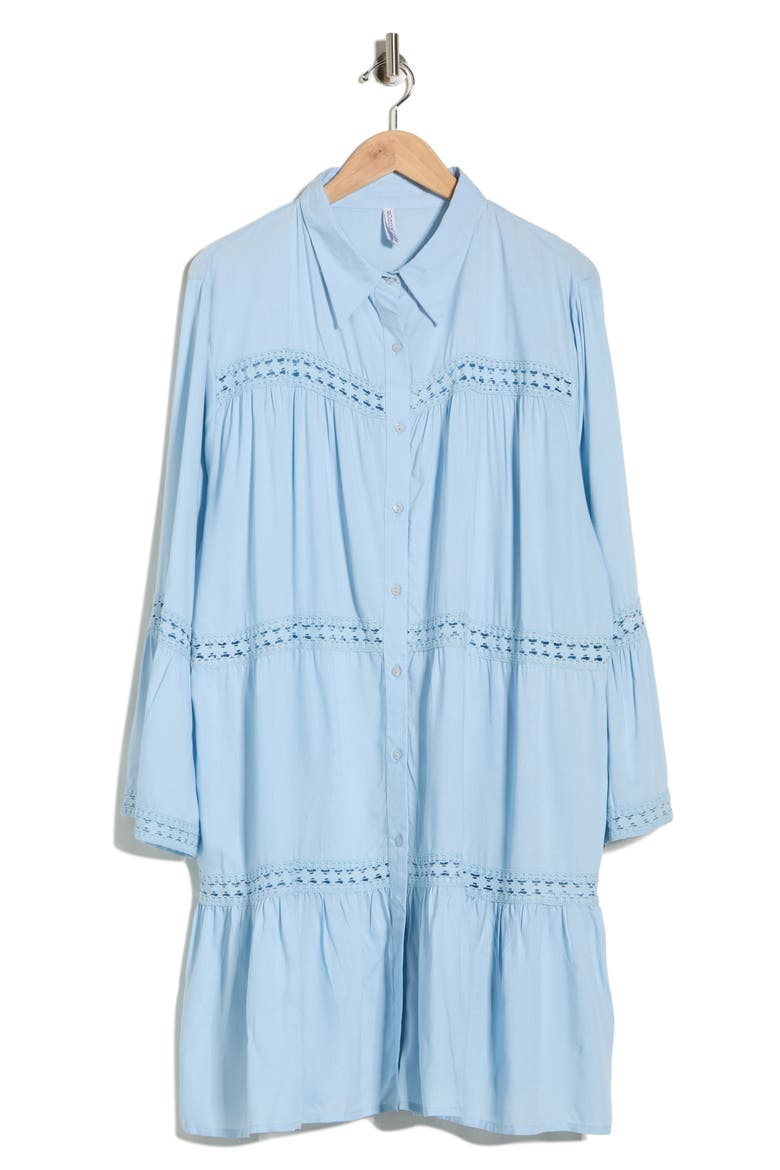 Lace Inset Long Sleeve Cover-Up Shirtdress, Alternate, color, CHAMBRAY