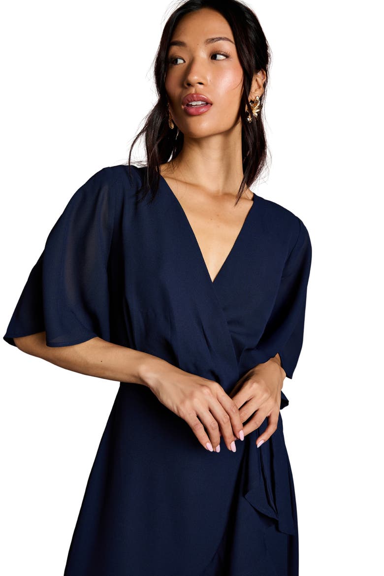 Angel Sleeve Bridesmaid Maxi Dress, Alternate, color, Navy