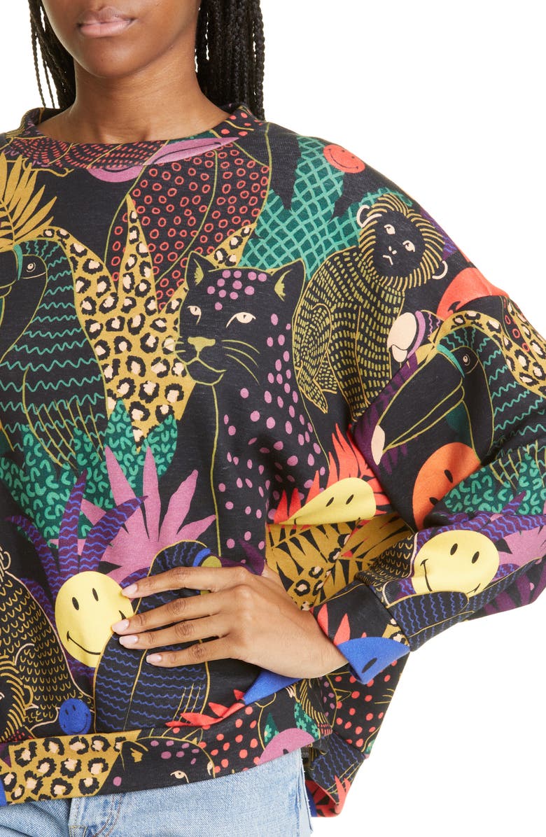 FARM Rio Pop Jungle Smiley Sweatshirt, Alternate, color,