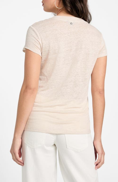Guess Lindsey V-neck Linen T-shirt In Neutral