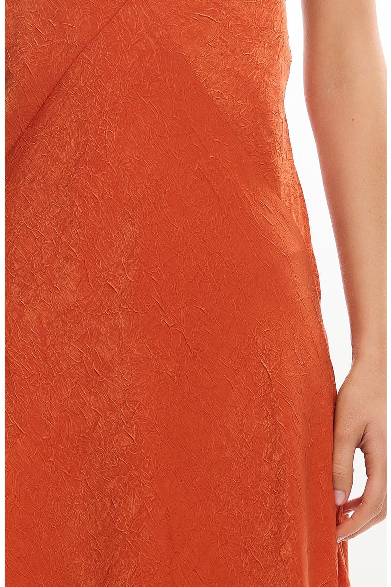 Arielle Plunge Back Crushed Satin Maxi Slipdress, Alternate, color, RUST