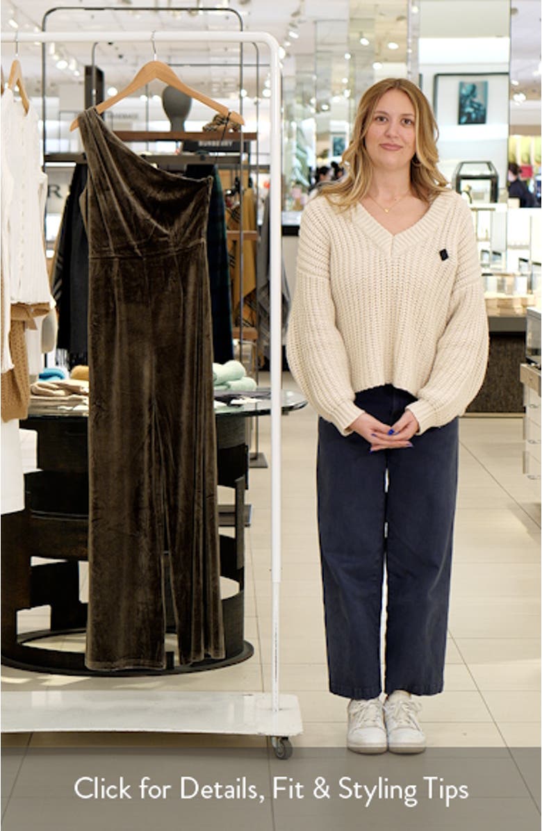 Xita Velvet One-Shoulder Jumpsuit, sales video thumbnail