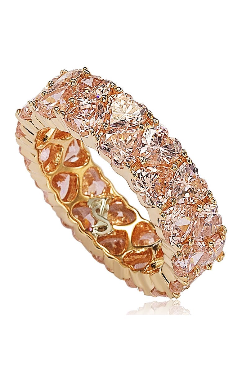 SUZY LEVIAN Rose-Tone Sterling Silver Heart CZ Band Ring, Alternate, color,
