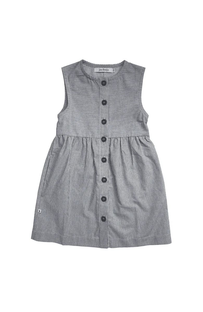 Jackalo Kids’ Organic Cotton Sleeveless Jo Dress, Main, color, Engineer Stripe