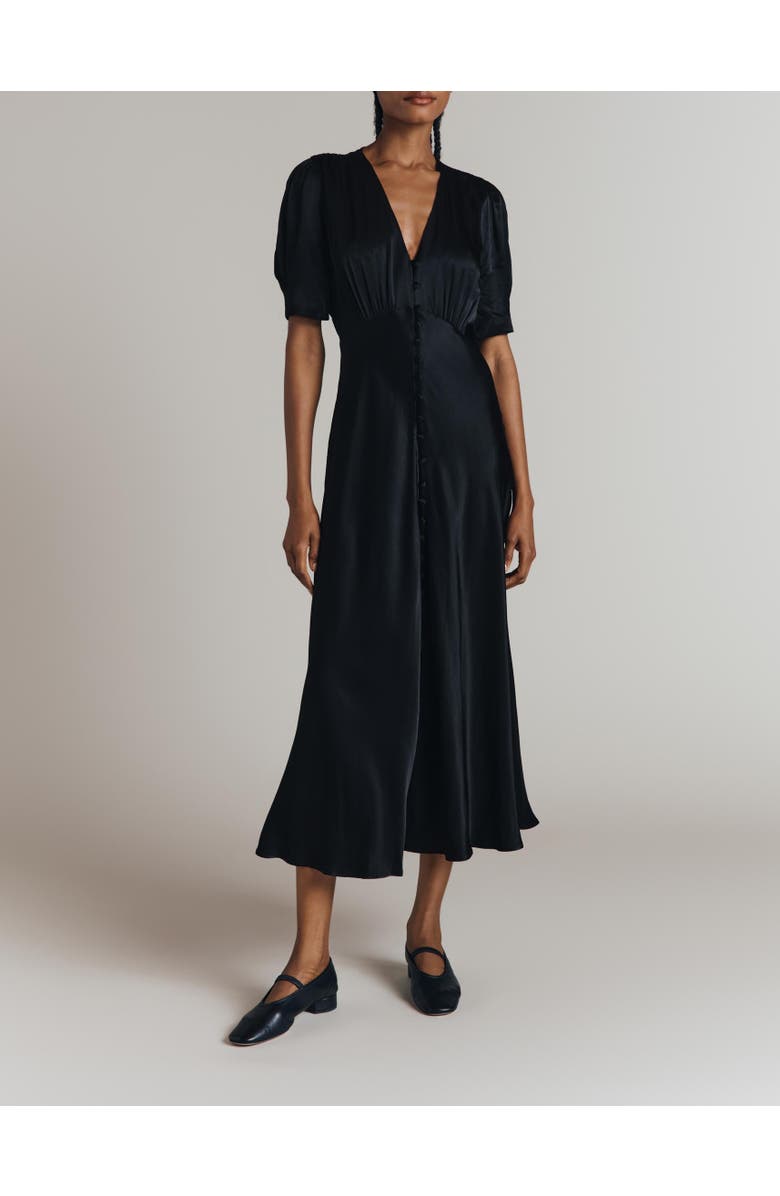 Ghost London Madison Satin Midi Dress, Alternate, color, Black