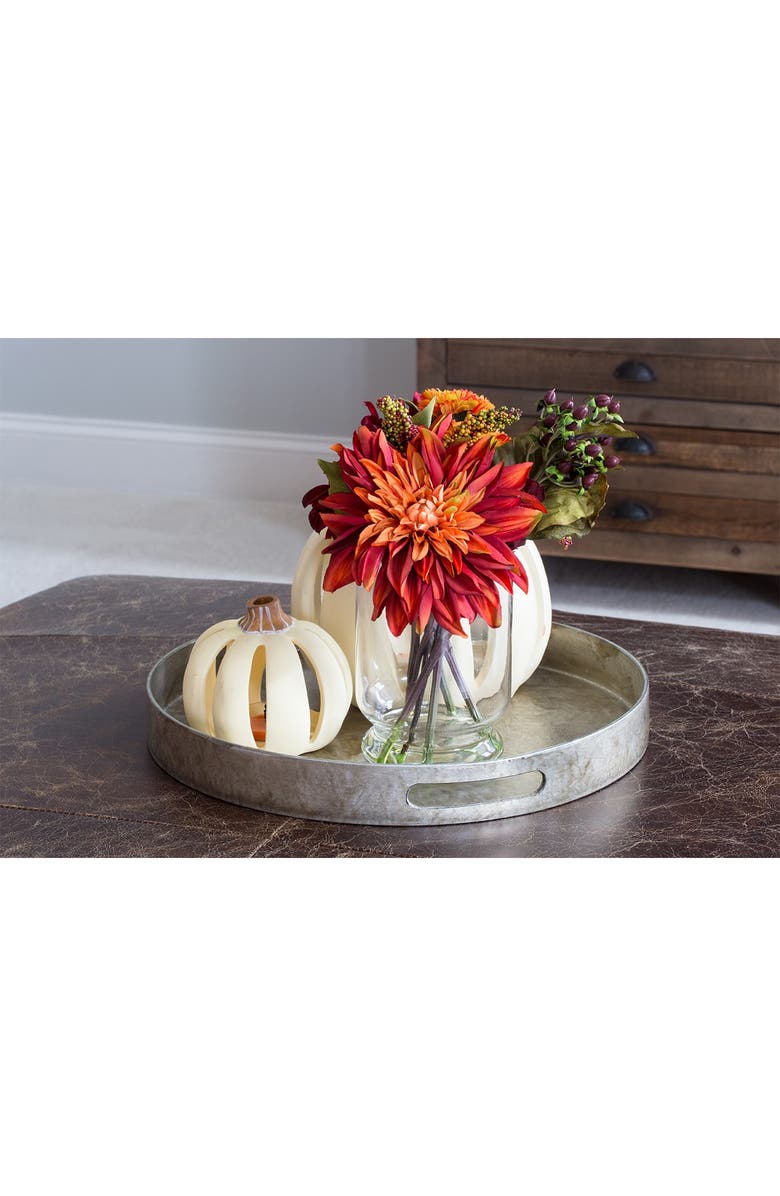 NEARLY NATURAL Orange Dahlia & Mum with Vase Arrangement, Alternate, color, 