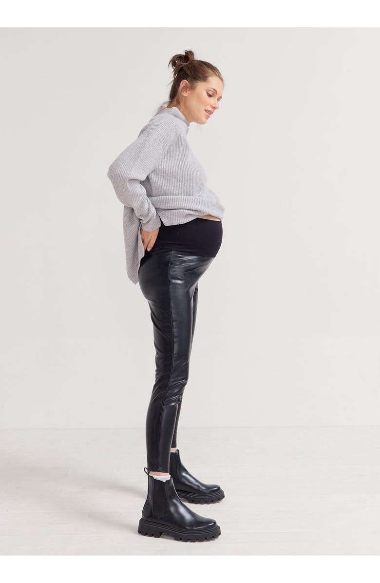 HATCH The Vegan Stretch Leather Legging, Alternate, color, Black