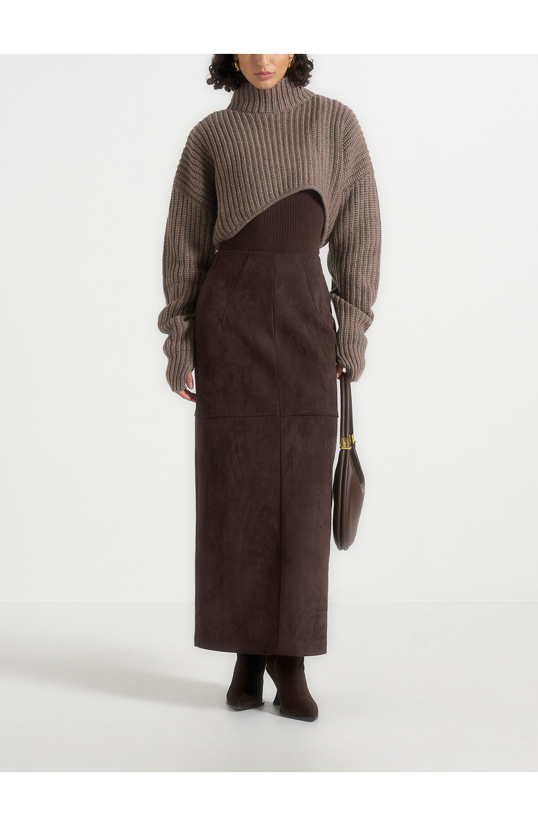 Manière De Voir Celie Suede Maxi Skirt, Main, color, Brown