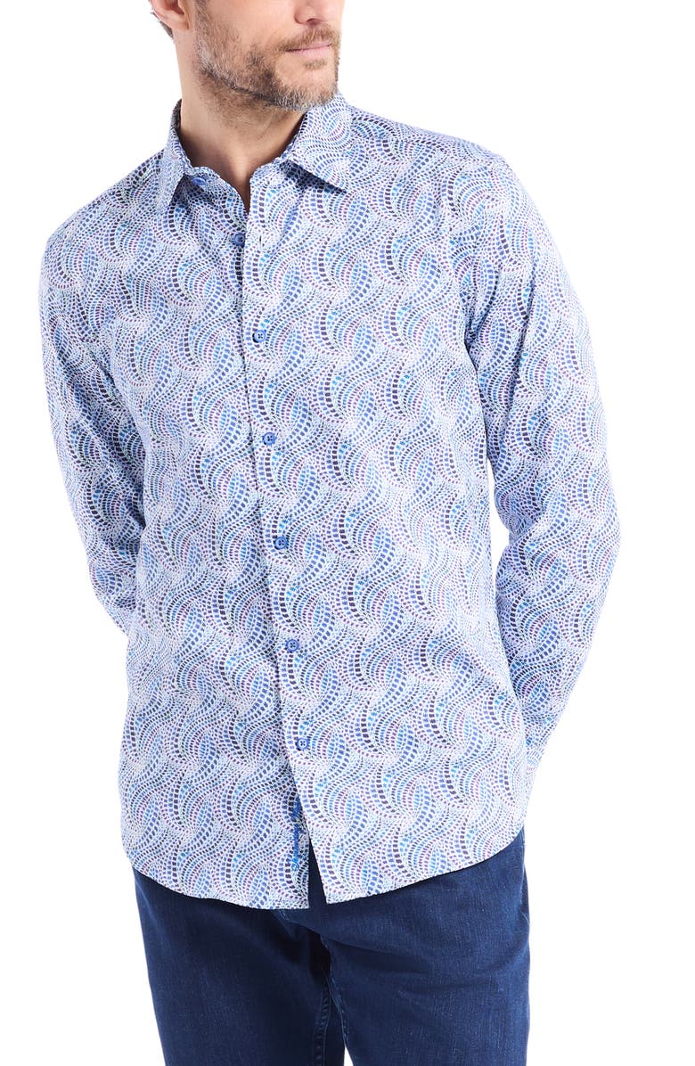Robert Graham Long Sleeve Button Front Shirt, Alternate, color, Blue Multi