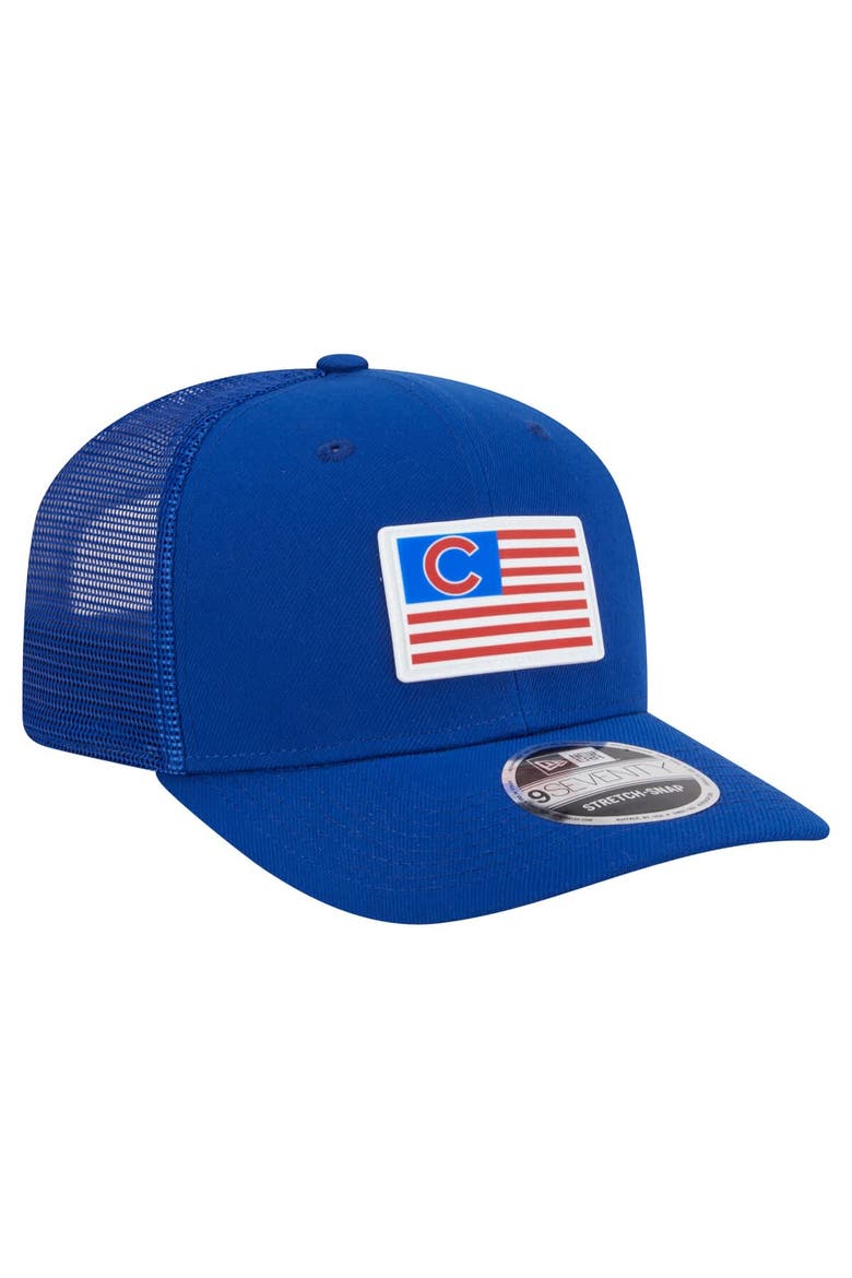 Men's New Era Royal Chicago Cubs Flag 9SEVENTY Stretch-Snap Hat, Alternate, color, Royal