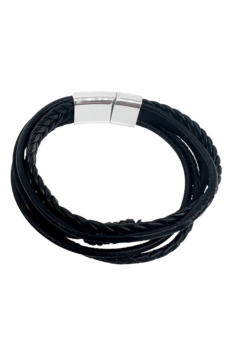 Adornia Men's Leather Multistrand Magnetic Bracelet, Alternate, color, 