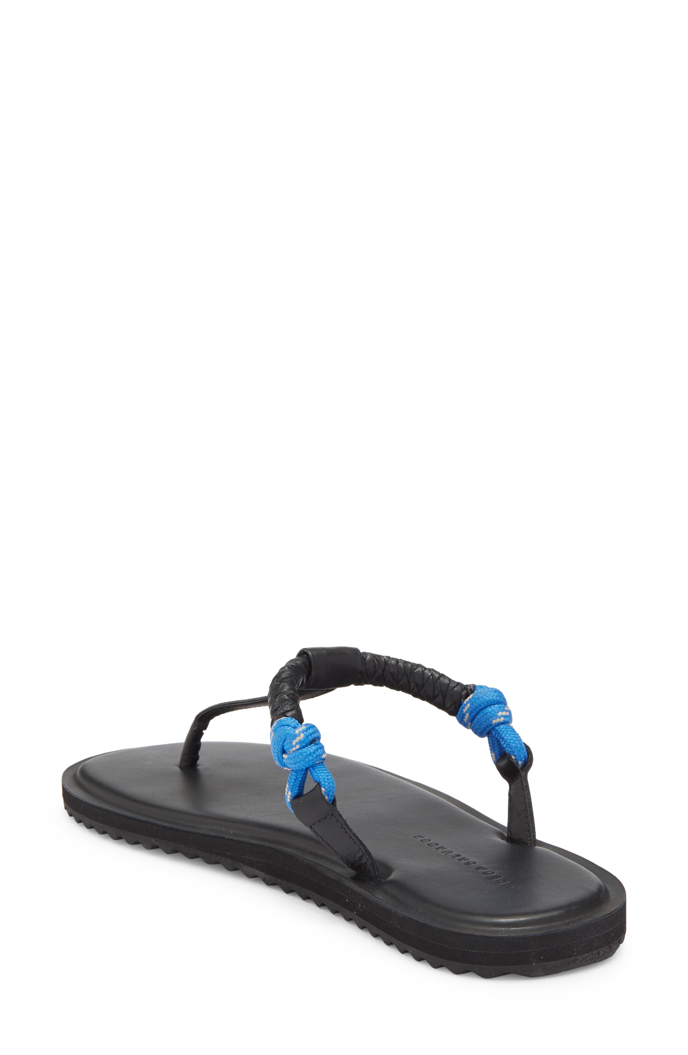 Freda Salvador Knotted T-Strap Sandal, Alternate, color, Cobalt Rope Combo