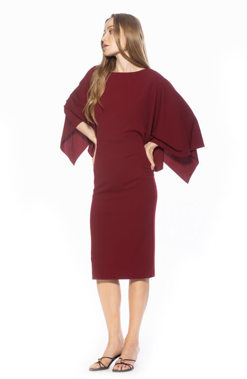 Alexia Admor Vida Cape Sleeve Sheath Dress In Burgundy