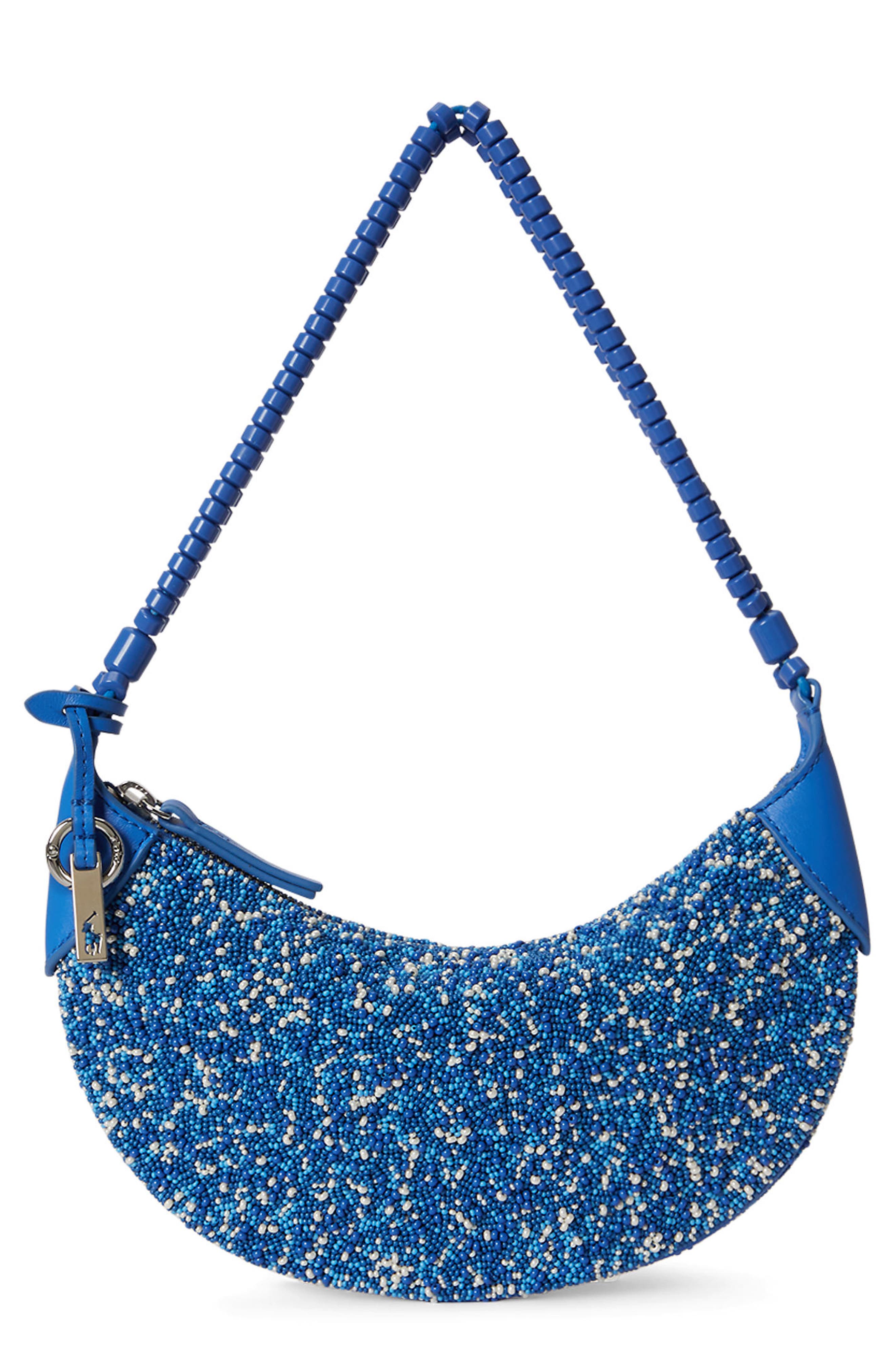 Polo Ralph Lauren Mini Beaded Shoulder Bag, Main, color, Pool Blue