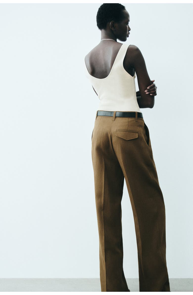 H&M Linen-blend Tailored Trousers, Alternate, color, 
