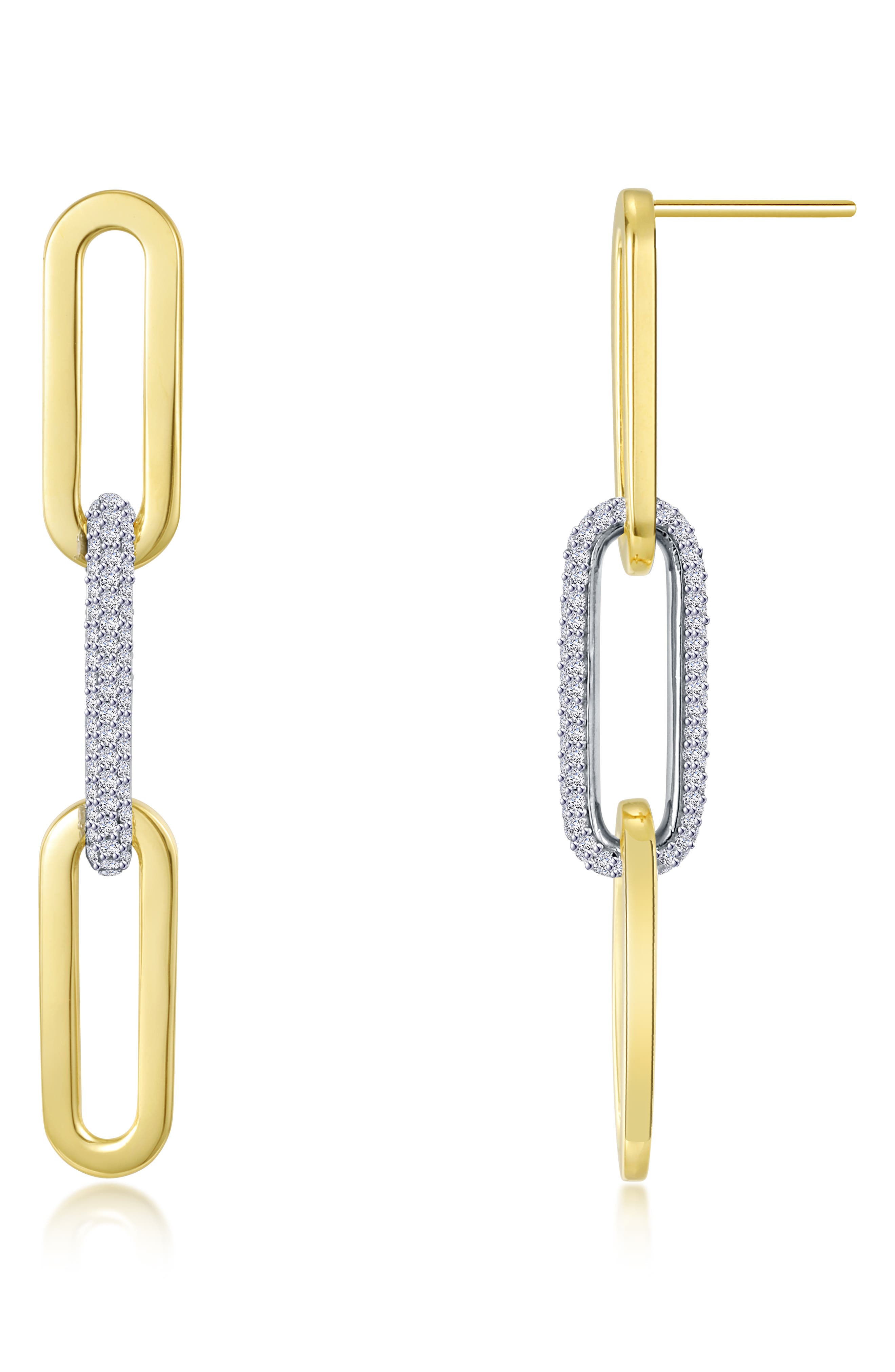 Paperclip Two Tone Drop Earrings