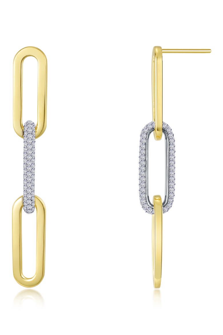 Paperclip Two Tone Drop Earrings, Main, color, WHITE
