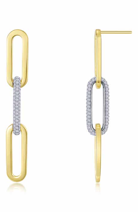 Paperclip Two Tone Drop Earrings