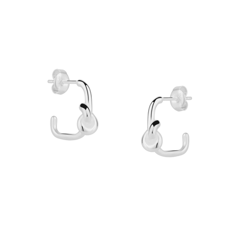 Semi Hoop Knot Sterling Silver Earrings