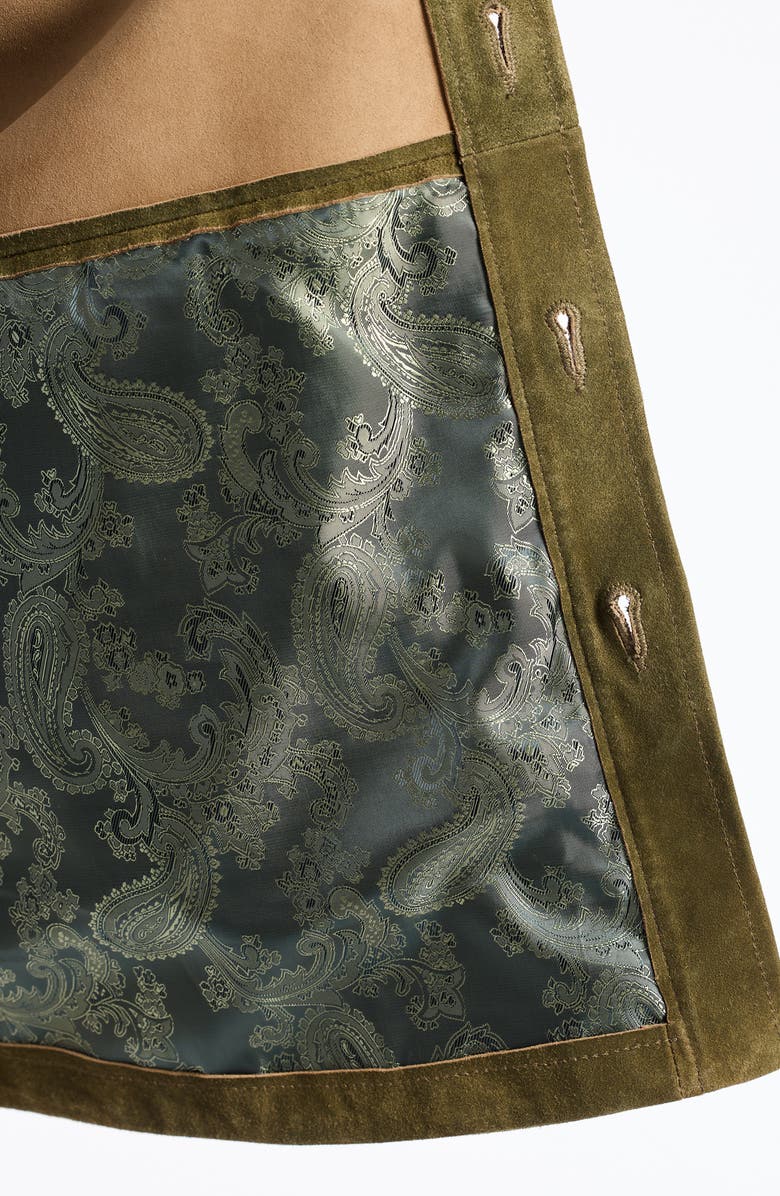 Robert Graham Manzo Goatskin Suede Field Jacket, Alternate, color, Olive