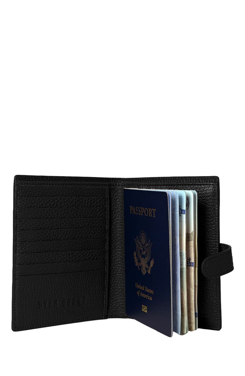 HYER GOODS Upcycled Italian Leather Passport Wallet, Alternate, color, Black