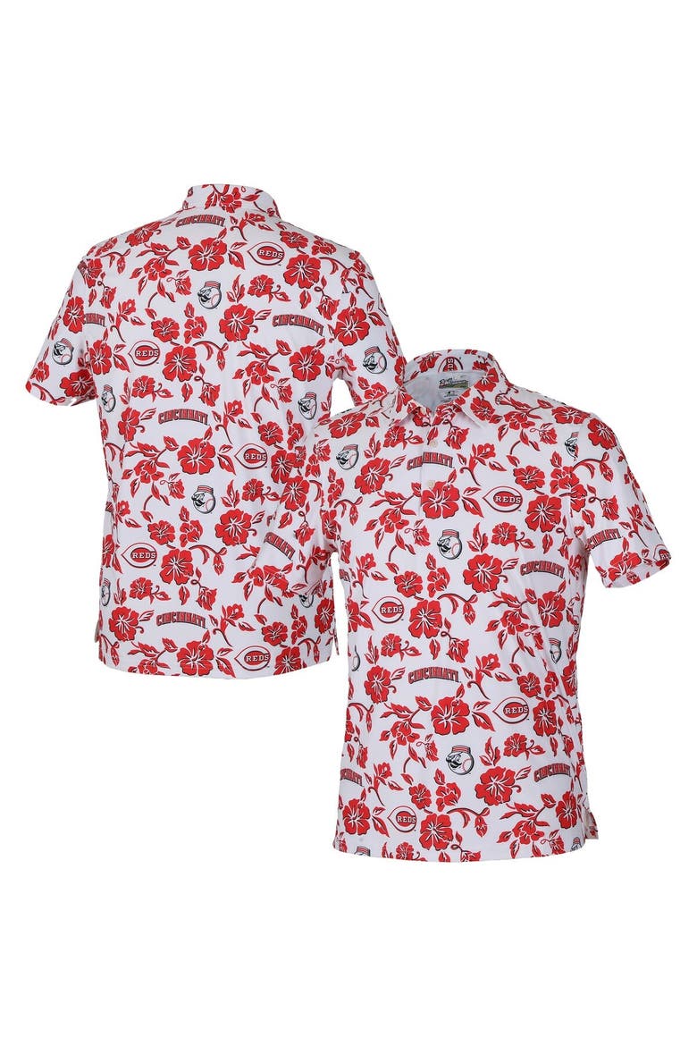 Men's Reyn Spooner  White Cincinnati Reds Pua Performance Polo, Alternate, color, White
