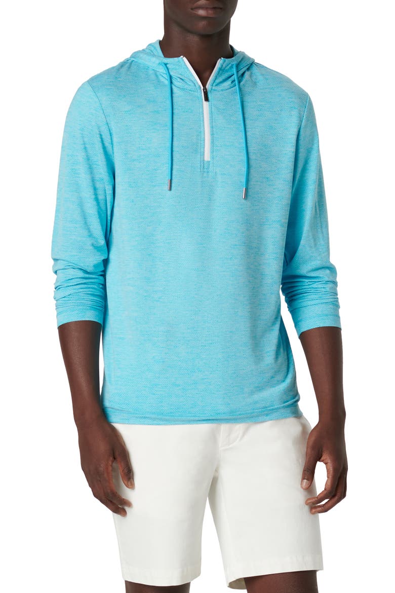 Quarter Zip Performance Hoodie, Main, color, AQUA