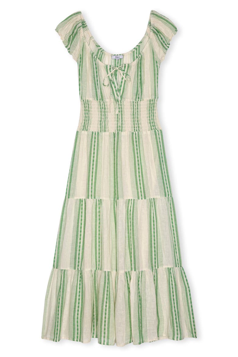 Daria Stripe Smocked Waist Midi Dress, Alternate, color, MARGARITA STRIPE