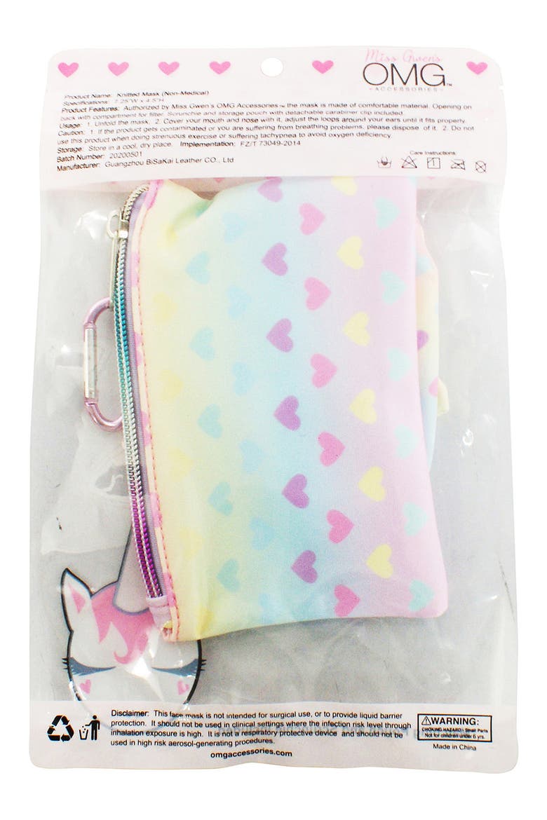 OMG Kids' Love & Hearts Face Mask, Scrunchie & Pouch Set, Alternate, color, PINK