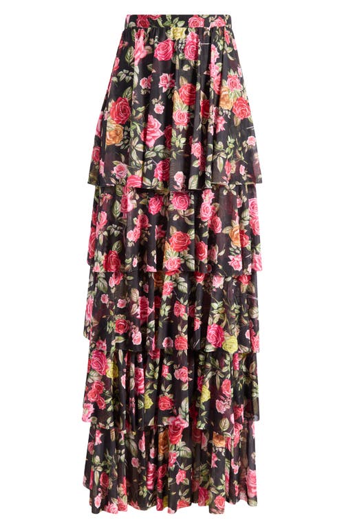 Shop Afrm Jace Floral Print Layered Ruffle Maxi Skirt