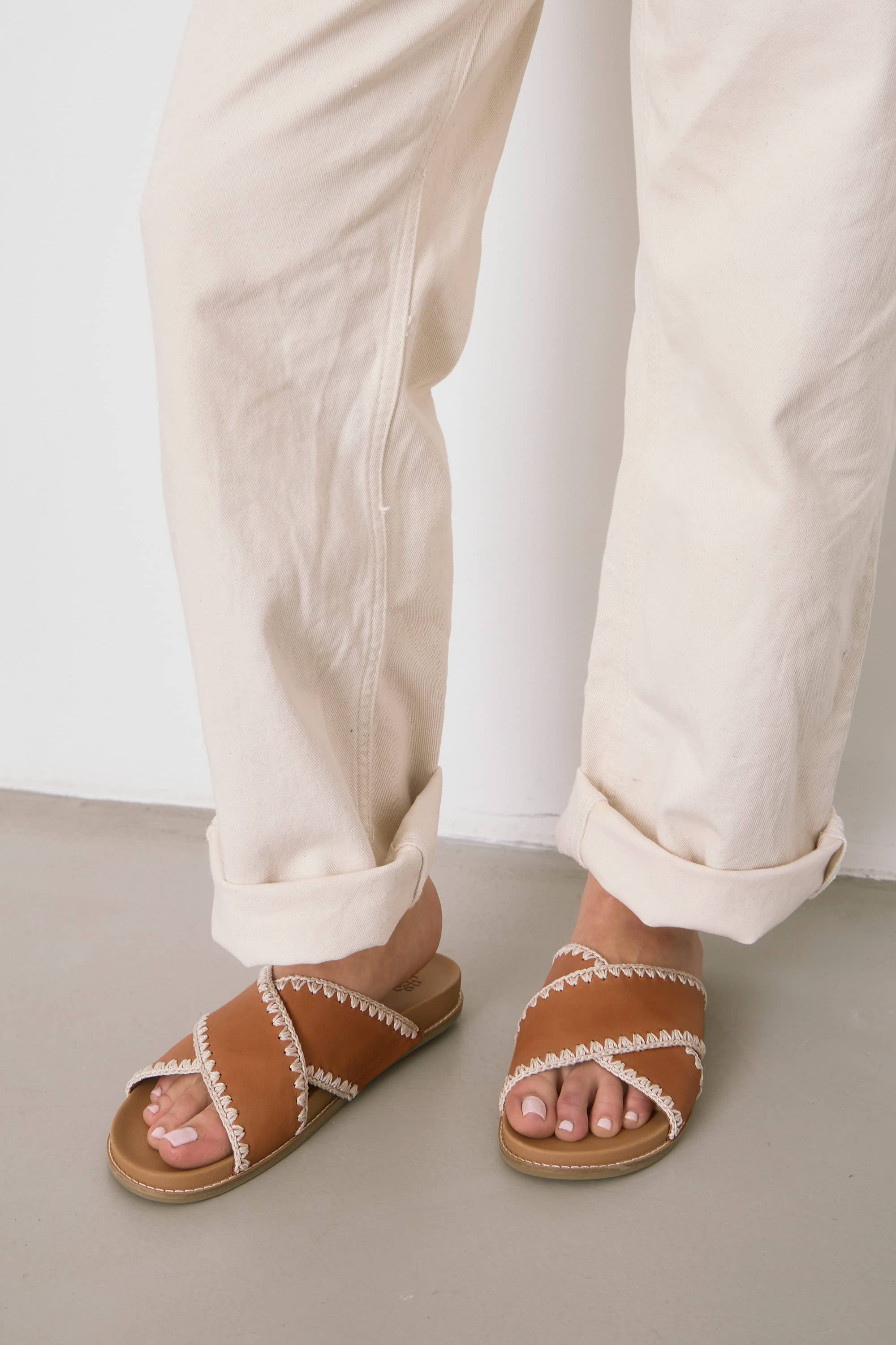 Penelope Leather Slip On Sandal, Alternate, color, Tobacco