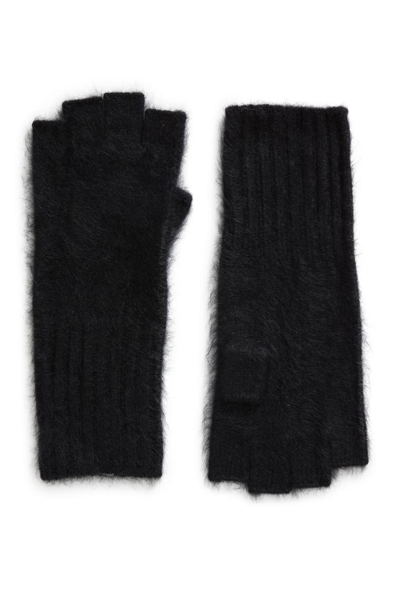 Brushed Cashmere Fingerless Gloves, Main, color, BLACK ROCK