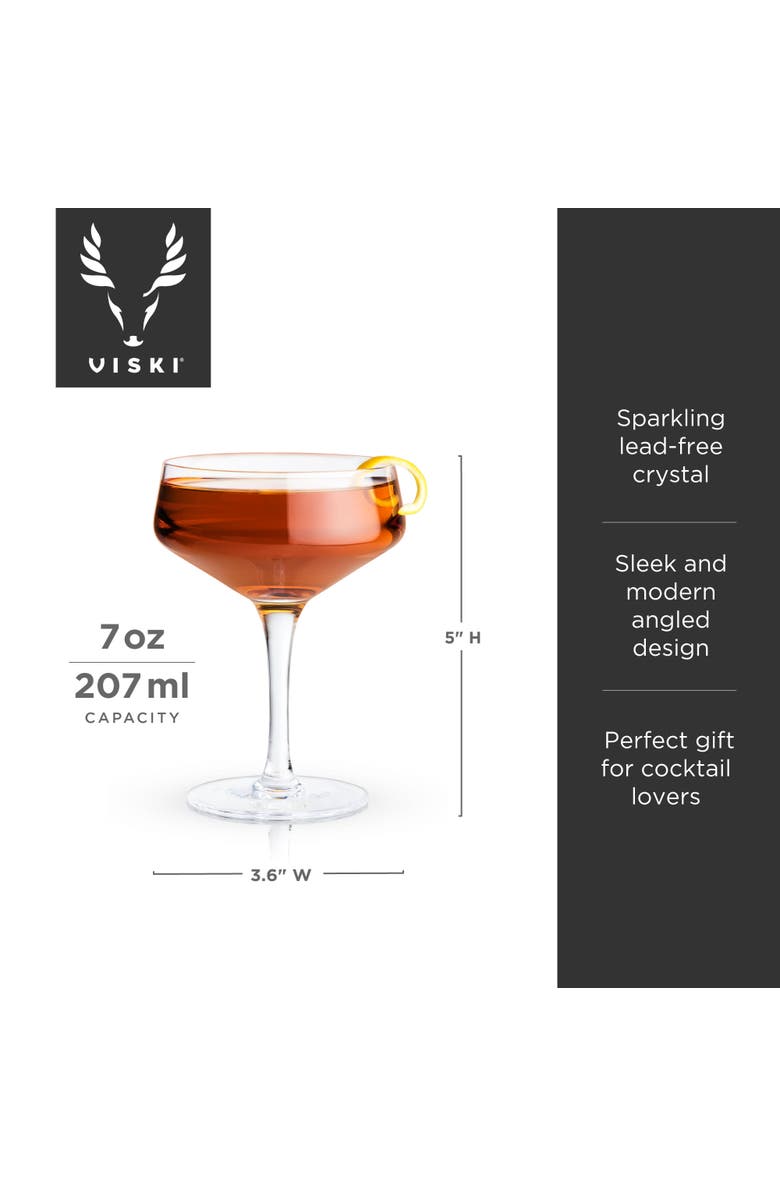 Viski Raye Crystal Angled Coupe Glasses Set of 4, Alternate, color, Clear